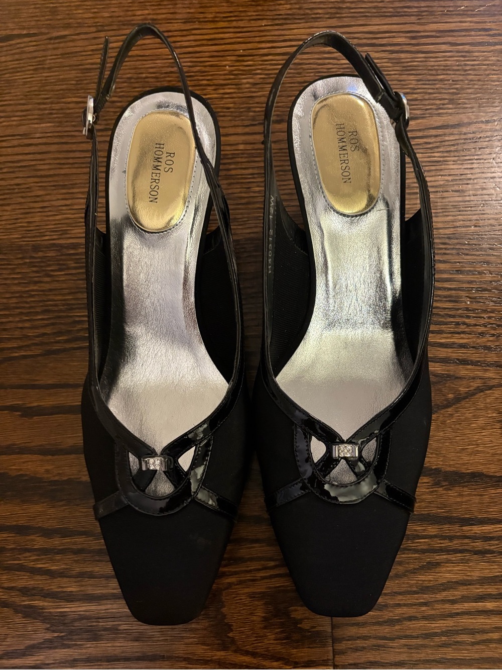 Ros Hommerson Red Collection Phoenix Black Micro sling back Heels